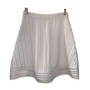 J. Crew White Laser Cut Lace A-Line Flare Lined Skirt 4